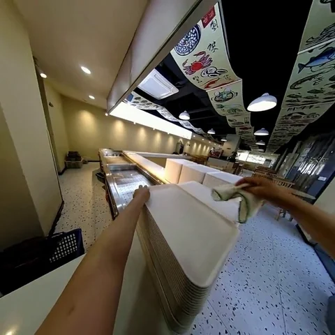 First-person human demonstration wiping a tray, from the paper's internal egocentric dataset