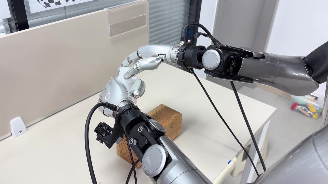 Robot using two dexterous hands to open a bottle